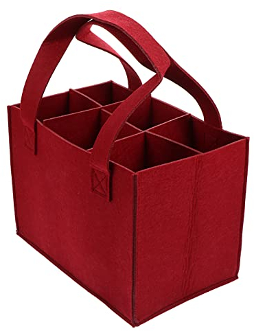 Yardwe Flaschenträger Filz für 6 Flasche Weinflasche Tasche Rot Bier Rotwein Champagner Milchflaschen Aufbewahrung Weihnachten Picknick Camping Zuhause Restaurant Party, 25X18X16CM, U424PK39O114HWA