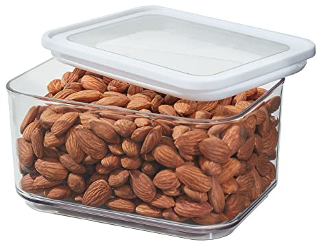 iDesign Contenitore plastica con Coperchio, Piccolo Box ermetico per Alimenti in plastica riciclabile, contenitori per Alimenti freschi e secchi, Trasparente/Bianco