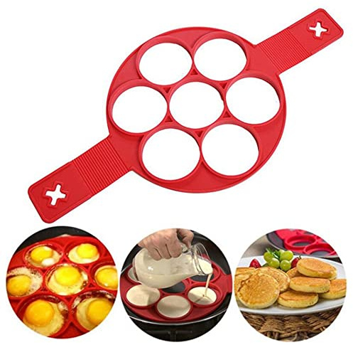 Nonstick Pancake Molds Ring Silicone Fried Egg Mould Reusable Pancake Maker Egg Ring Kitchen Cooking Baking Tools (Round Shape)
