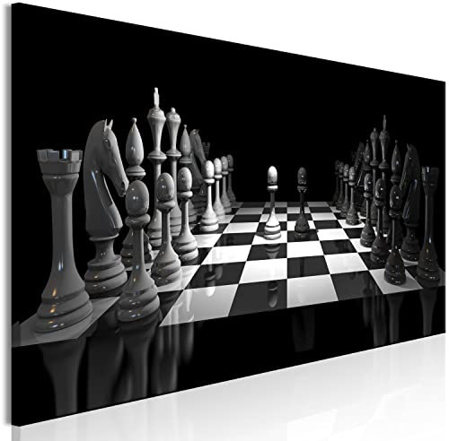 murando Acoustic Canvas Wall Art Chess game 135x45 cm / 54x18 picture with acoustic foam sound absorption print image Artwork 1 pc room acoustics soundproofing Chess mate figures i-B-10014-b-a