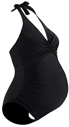 Altsuceser Moderskap baddräkter en del V-ringad graviditet badkläder moderskap bikini graviditet baddräkt för vattensport svart 2XL
