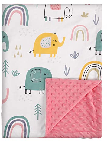 Soarwg Kids Baby Blanket Regali neonato, morbide coperte di peluche con fondo punteggiato, tessuto in pile Essentials per Unisex, bambini, ragazze 75x100cm(elefante)