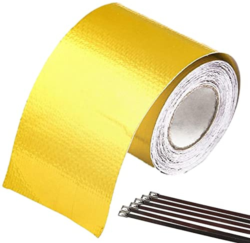 Rianpesn Car Heat Shield Tape, Extreme Temperature Aluminum Foil Heat Shielding, Adhesive Heat Reflective Tape Roll Compatible with Firewall Hoods Hoses and Doors