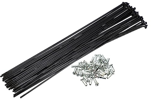 QUARKZMAN 40 Pezzi Raggi per Bicicletta a J da 14G con Nippli, Nero
