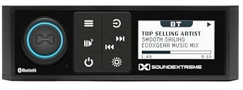 SoundExtreme by ECOXGEAR Marine AM/FM Stereo Receiver 200-Watt Waterproof Bluetooth Powersports with Built-in 4 Zone LED Controller (Single DIN Style)