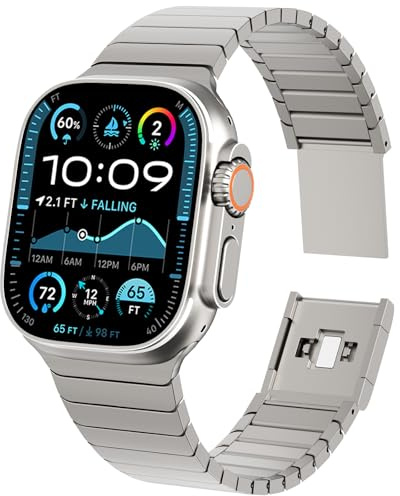 KADES Ersatzarmband Kompatibel mit Apple Watch Armband 49mm 46mm 45mm 44mm,Metall Gliederarmband für iWatch Ultra 3 2 1,Series 11 10 9 8 7 6 5 4 3 2 1 SE, Titan mit Magnetverschluss