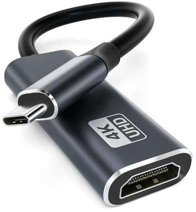 Adaptateur USB C vers HDMI 4K, USB Type C à HDMI 4k (Thunderbolt 3 Compatible) avec Sortie Audio Vidéo Compatible avec iPhone 15/16/17, MacBookPro/Air, XPS15/13,iPad Pro, Galaxy S20