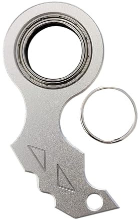 Reheyre Keychain Spinner Fidget Ring Toy, Metal Grain Machetes Stress Relief Keychain, Portable Fidget Spinners for Adults Teens Finger Flexibility Training Silver