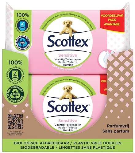 Scottex Sensitive Feuchtes Toilettenpapier, 38 Services (38 Services x 12 Packungen, insgesamt 456 Leistungen)