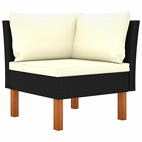Rantry Gartensofa Ecksofa Sofa Modular Möbel Gartensofa Sofa Lounge Gartenmöbel Einzelsofa Ecksofa für Outdoor Garten Poly Rattan und Eukalyptus Massivholz