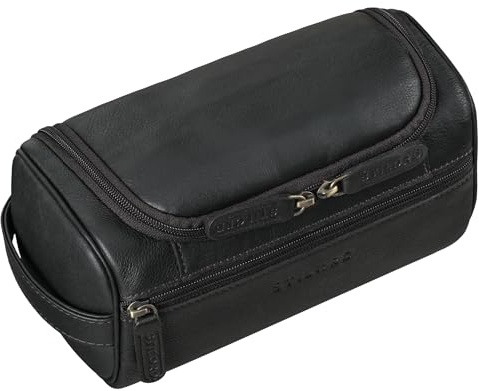 STILORD 'Rowan' Vintage Kulturbeutel zum Aufhängen Herren Leder Kulturtasche Damen Make Up Tasche Echt-Leder Kosmetiktasche Groß Waschtasche für Reisen, Farbe:schwarz