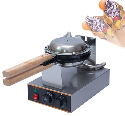 DFANCE Bubble Waffle Maker de Estilo de Hong Kong,Placa de Horneado Intercambiable y Antiadherente de Teflón con Rotación de 180°,Rango de Temperatura: 50-250 °C