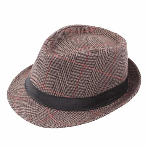 FULUJIDI Fedora Trilby Filzhut Hut Freizeit Gentleman Jazz Hut Herren Künstlerischer Sonnenschirm Party Eimer Hut Braun