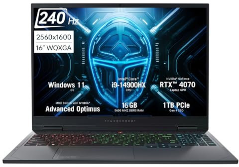 WEELIAO Thunderobot Hunter Blade R16 (2024) - Laptop para juegos, pantalla QHD+ 240hz 2.5K, i9-14900HX, RTX 4070, 16GB DDR5 RAM, 1TB SSD, teclado retroiluminado RGB, Wi-Fi 6, Windows 11 Home, gris