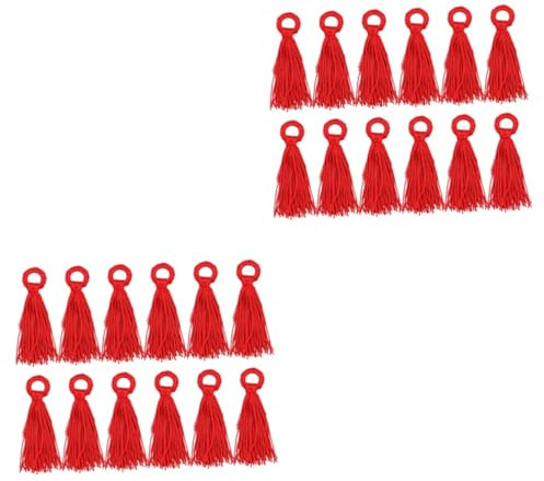 Lurrose 24stücke Teiliges Schmuckzubehör Mit Quastenanhängern Für Handyhüllen Und Bekleidungsaccessoires Kleine Rote Quastenringe Und Spitzenanhänger Für Kreative Bastelprojekte