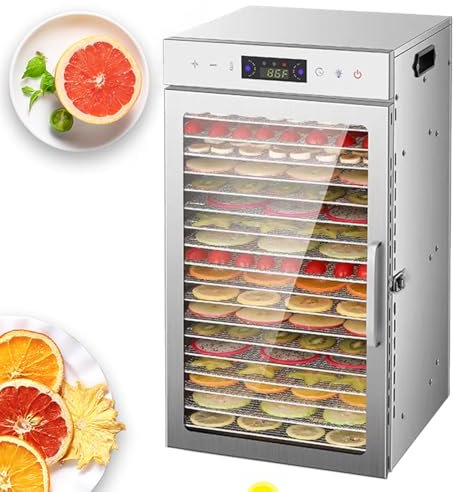 Essiccatore per alimenti, essiccatore per alimenti e carne secca, frutta, erbe, verdure, essiccatore elettrico per alimenti con controllo della temperatura, circolazione uniforme del calore,18-Trays