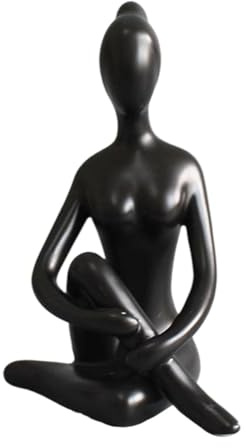 Milageto Damenstatue Yoga-Figur Deko, dekorative Yoga-Statue, Moderne Kunstharz-Statue, Wohnkultur, Frauenskulptur, Sammlerfigur, Meditations-Yoga-Statue für Bücherregal, Wohnzimmer, Tisch, Stil f