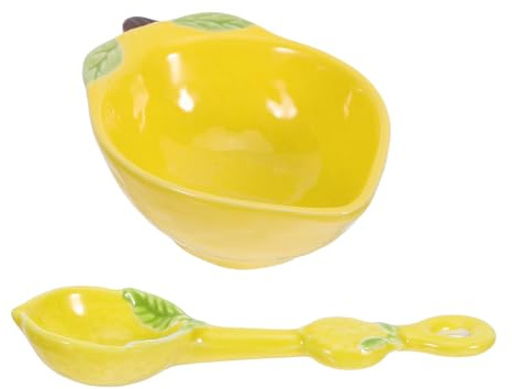 Veemoon Lot de 2 bols à sauce en céramique en forme de citron, assiettes à apéritif, bols à fruits et desserts, coupelles à sauce, coupelles à condiments, à bonbons, noix et en-cas