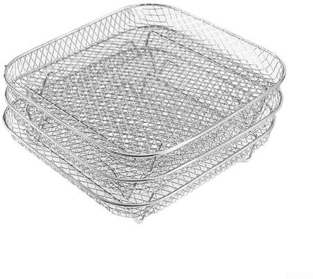 Griglia impilabile a 3 strati in acciaio inox 304 per cottura a vapore, per cucinare, asciugare o friggitrice ad aria, progettata per l'efficienza dello spazio e l'affidabilità a lungo termine