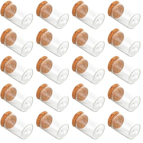 VICASKY Mini Flacons en Verre 15 ML avec Bouchon en Liège – Lot de 48 Bocaux Transparents en Verre Borosilicaté 30x40 Mm – Fioles Hermétiques pour Rangement Créatif, Décorations Mariage