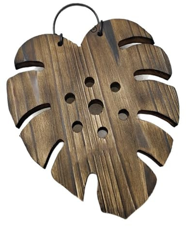 BUBEFSKD Vaso da parete con felci di corno di cervo e telaio in legno per interni ed esterni, per muschio, viticci, decorazione verticale da giardino, a forma di foglie, piante d'appartamento