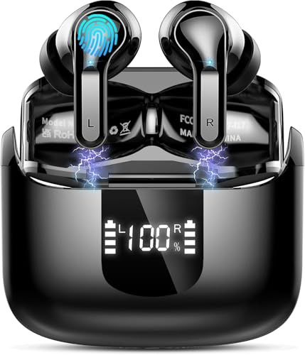 2026 Kopfhörer Kabellos Bluetooth 5.4, 6D-Stereo Bluetooth Kopfhörer, 50Std Tiefer Bass ENC Noise Cancelling Wireless Earbuds Sport, USB-C Schnellladung in Ear Ohrhörer, IP-X7 Wasserdicht iOS Android