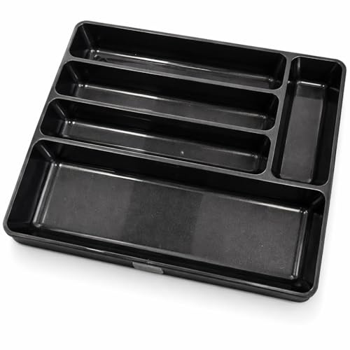 Aldera Home Small Cutlery Tray, Graphite, for Storing and Organising Cutlery and Kitchen Utensils, Plastic, 5 Compartments