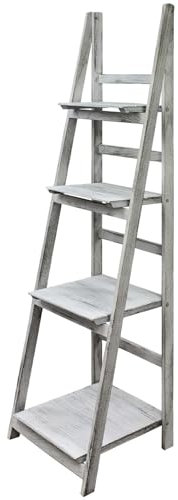 Kingpower Scansia Scala Scaffale Scaffale per Libri 4 Livello Antique-Bianco