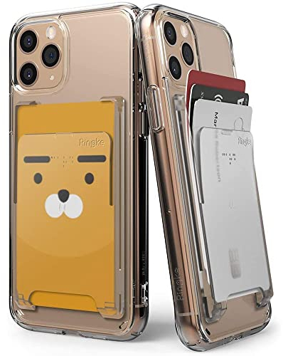 Ringke Slot Card Holder, Porte-Cartes Adhésifs Portefeuille Autocollant Porte Carte de Crédit pour l’arrière de Téléphone avec 3M Sticker Adhésive Attachable Téléphone - Clear Mist