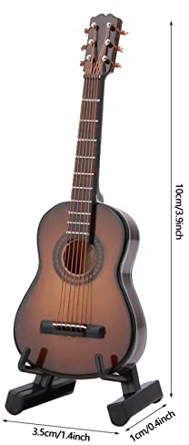 Garosa Miniatur-Gitarre-Modell-Holz-Musikinstrument-mit-Stand-&-Box-Kinderzimmer-Dekoration-schöne-Handwerksornamente-Wohnkultur-(10cm-Braun)