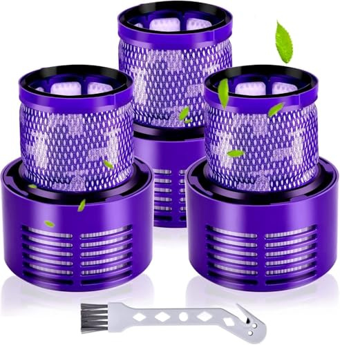 Rebirthcare 3 Pack V10 Filter for Dyson V10 Animal V10 Absolute V10 Total Clean V10 Cyclone SV12 Cordless Vacuum Filter Replacement Filters Parts Spares Washable, Replace Part # 969082-01 & 96908201