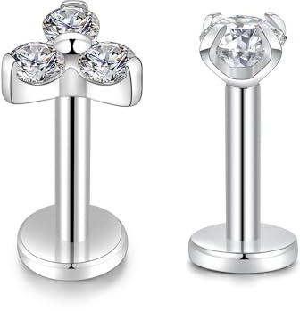 10mm 16g Kristall Trinity Labret Titan Helix Tragus Knorpel Ohr Piercing Innengewinde Ohrring Körperschmuck