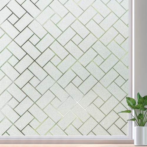 Coavas Window Film Privacy Frosted Glass Film for Windows Static Clings Self-Adhesive Frosting Window Cover Vinyl Blinds Film Anti UV Window Sickers for Home, 45 x 200cm