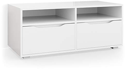 Vicco Lowboard Ruben, White, 100.2 x 42.5 cm, for use as a TV base with integrated cable management