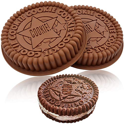 Meiyouju 2 Pcs Cookie Cake Pans,Oreo Silicone Molds 7.4inch Baking,Food Grade for Layer Cake,Pizza Tray Bakeware,Brownies, Baked Cakess