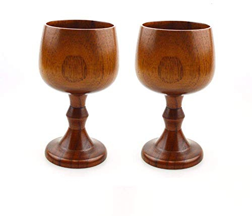 Vintage Jujube Holz-Weinkelch, Trinkbecher, Wasserbecher, Küchenzubehör, 150 ml, 2 Stück (B)
