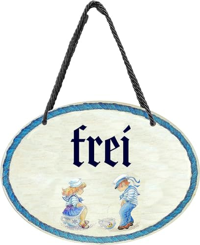 Kaltner Präsente Geschenkidee - Geschenkartikel Deko Türschild im Antik Design Dekoartikel Toilette WC FREI/BESETZT (18 x 13 cm)