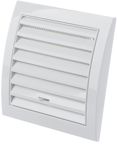 150x150mm Rejilla de Ventilación Regulada con Mosquitera - Plástico, Blanco