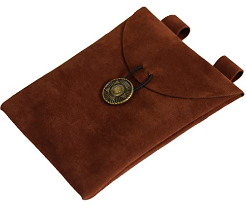 Linghe Wikinger Mittelalter LARP Kostüm Gürteltasche Mittelalterliche Renaissance Ledertasche Gürteltasche Lederbeutel Geldkatze Geldbeutel (Braun)