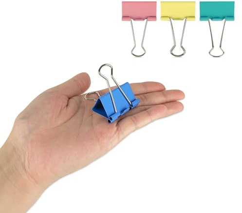 Ykimok Large Binder Clips, 1.6 inch, 24 Pack, Colored Binder Clips, Paper Clamps Large Size for Office Supplies, 4 Vibrant Colors