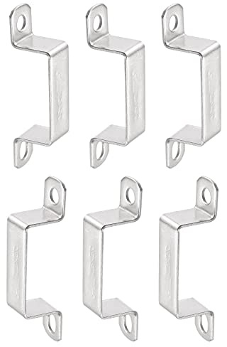 DTGN 23mmx51.5mm(InnerHxInnerW) U Shaped Strut Connector Bracket - 6Pack - Good for Home Pipe Fixing - 304 Stainless Steel Door Closed Bar Holder