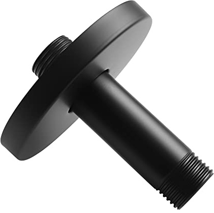 DOLGABA Brausearm gerade mit Flansch, Deckenmontage, 7,6 cm Rohr, Mattschwarz | Hals-Ersatz, für Hochdruck-Regenduschkopf, 1,3 cm NPT, G1/2
