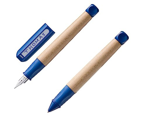 Lamy abc Set kindgerechter Schreiblernfüller 009, Bleistift 109 aus Ahornholz rutschfestem Griffstück in Blau, Stahlfeder für Anfänger inkl. Tintenpatrone T 10 blau und Bleistiftmine M 44 1,4mm B