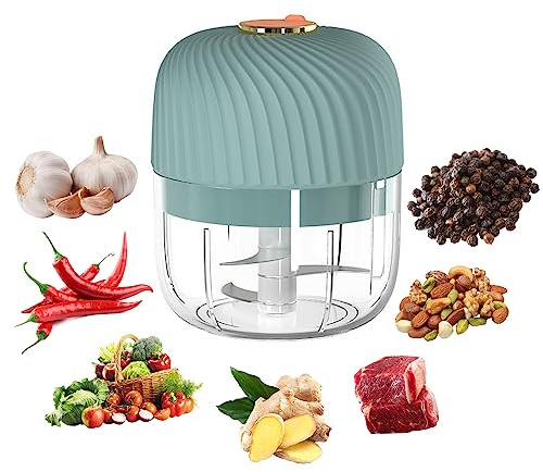 EMEBAY Mini matberedare, mini elektrisk vitlökshackare, elektrisk vitlökspress, elektrisk vitlöksmaskin för chili grönsaker, ingefära, nötter, peppar, kött, uppladdningsbar USB 2000 mAh