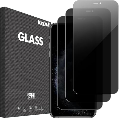 Vsjnk Sichtschutz fur iPhone 11 pro/iPhone X/iPhone XS mit 3 Stück Anti-Spähen Privatsphäre Panzer Schutz Glas Folie 9H Härte Tempered Glass HD Displayschutzfolie,kompatible mit iPhone 11 pro