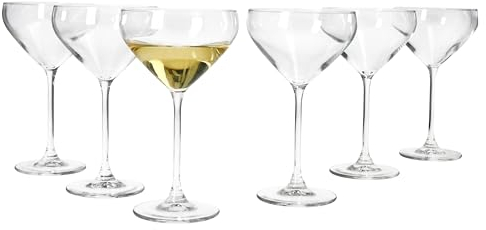 MamboCat Doyenne - Lot de 6 coupes à champagne - 150 ml - Hauteur : 17,5 cm - Pour 6 personnes - Verres transparents avec pied - Verres transparents pour vins mousseux, dessert, cocktails, etc. -