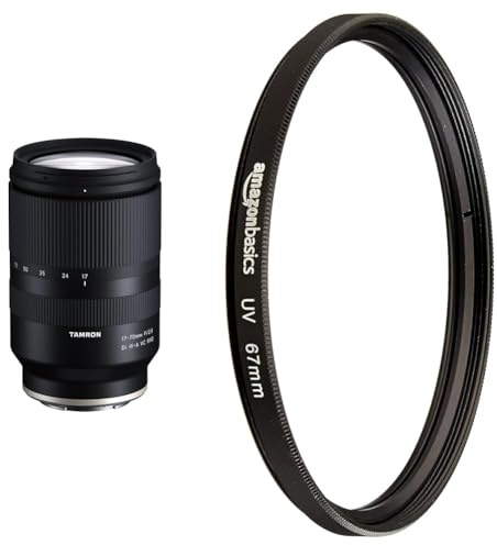 TAMRON 17-70mm F/2.8 Di III-A VC RXD Zoom-Objektiv für spiegellose APS-C-Systemkameras von Fujifilm, schwarz & Amazon Basics UV-Sperrfilter - 67mm
