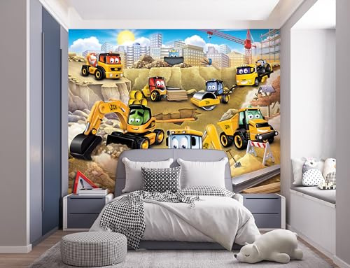 Walltastic My First JCB 6 Panel Wallpaper Mural, Childrens Bedroom, Playroom, 8 feet High x 10 feet Wide, 1 Size