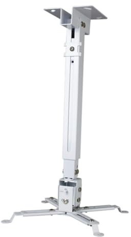 15kg Projector Ceiling Mount Iron Bracket for Projector | Wall Hanging Installation, Adjustable Channel and Ceiling Plate, White Finish with Four Double-jointed Support Arms