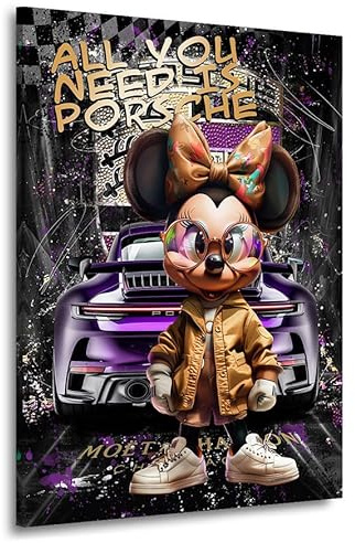 Kunstgestalten24 | Pop Art Wandbild Minnie Maus 911 | Leinwandbild mit Echtholz-Keilrahmen | Wandbild Gemälde Kunst Art | Hochwertige Kunstdrucke | XXL Bilder auf Leinwand | 60x80x4cm
